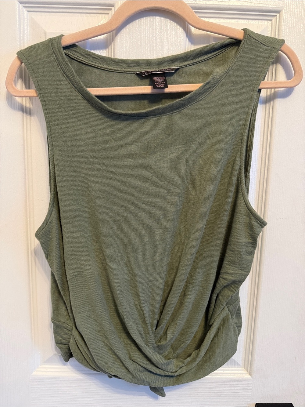 Victoria’s Secret Olive Green Twist Front Tie Back Tank Sz XL